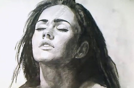 Megan Fox charcoal speed Drawing