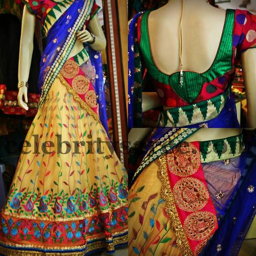 Ivory Cream Color Half Saree Saree Blouse Patterns