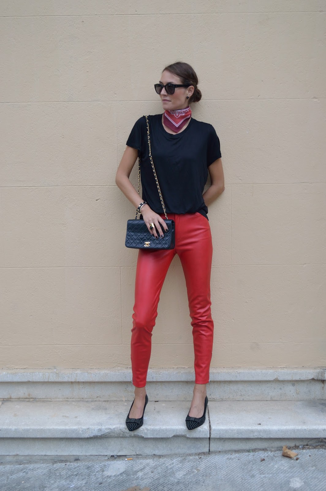 Red FauxLeather Trousers