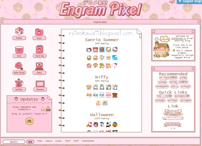 Reino Kawaii Sites com Materiais Fofos para Blogs