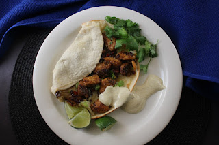 Chili Chicken and Pepper Taco with Lime Crema Sauce