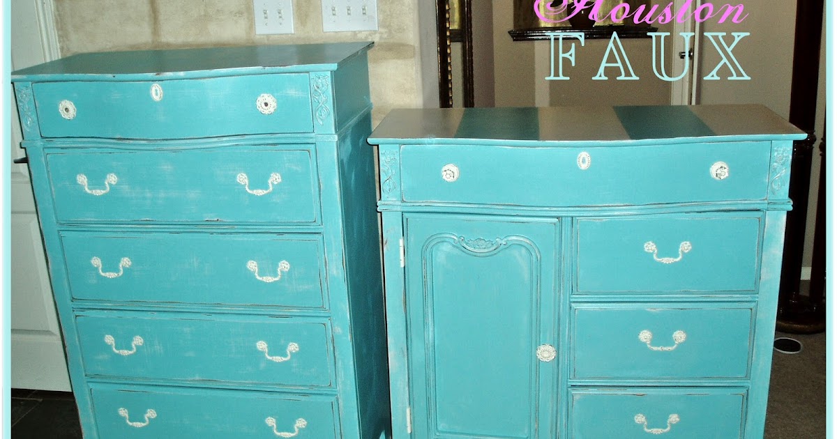 Faux Painting + Furniture Beachy Blue Makeover for and Old Pair