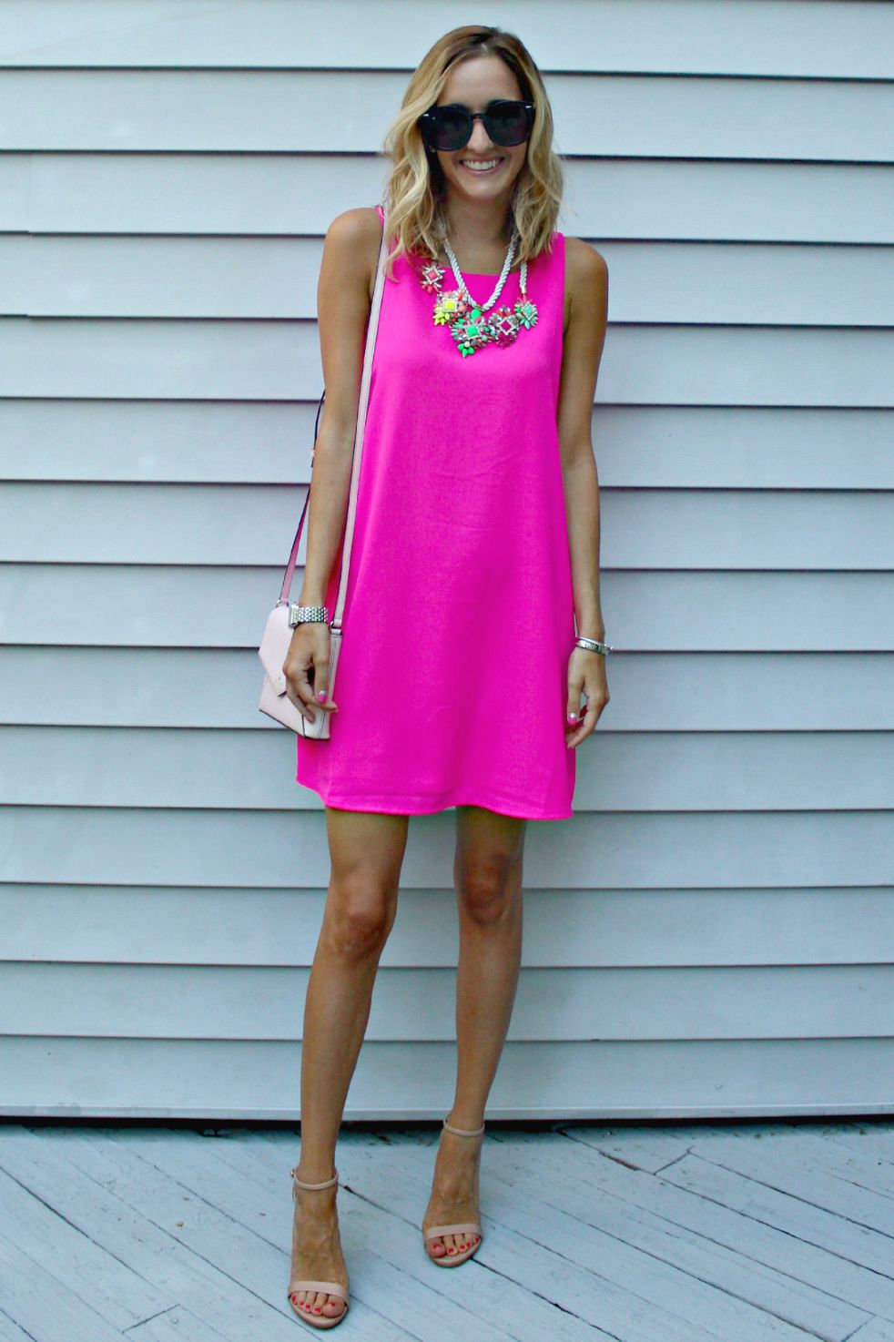 pink shift dress from zappos