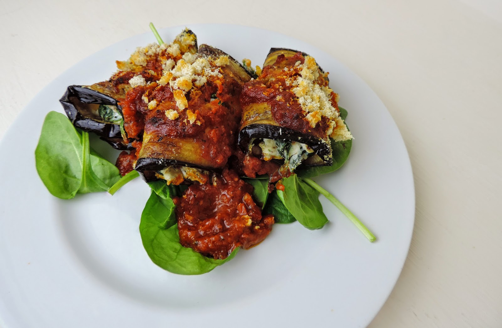 VanillaSaLt Ricotta stuffed Aubergine Rolls