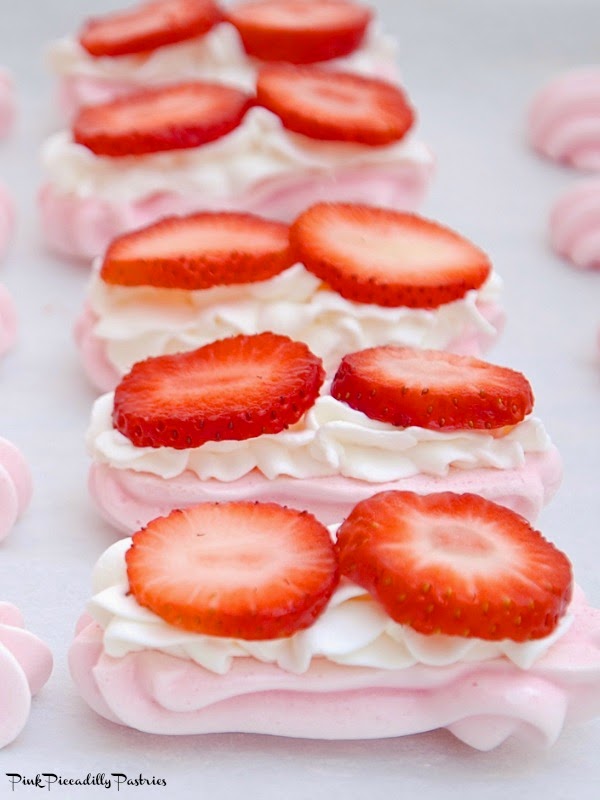 Pink Piccadilly Pastries Strawberry Shortcake Meringue Sandwiches