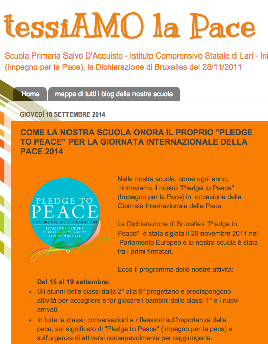 COME LA NOSTRA SCUOLA ONORA IL PROPRIO "PLEDGE TO PEACE" PER LA GIORNATA INTERNAZIONALE DELLA PACE