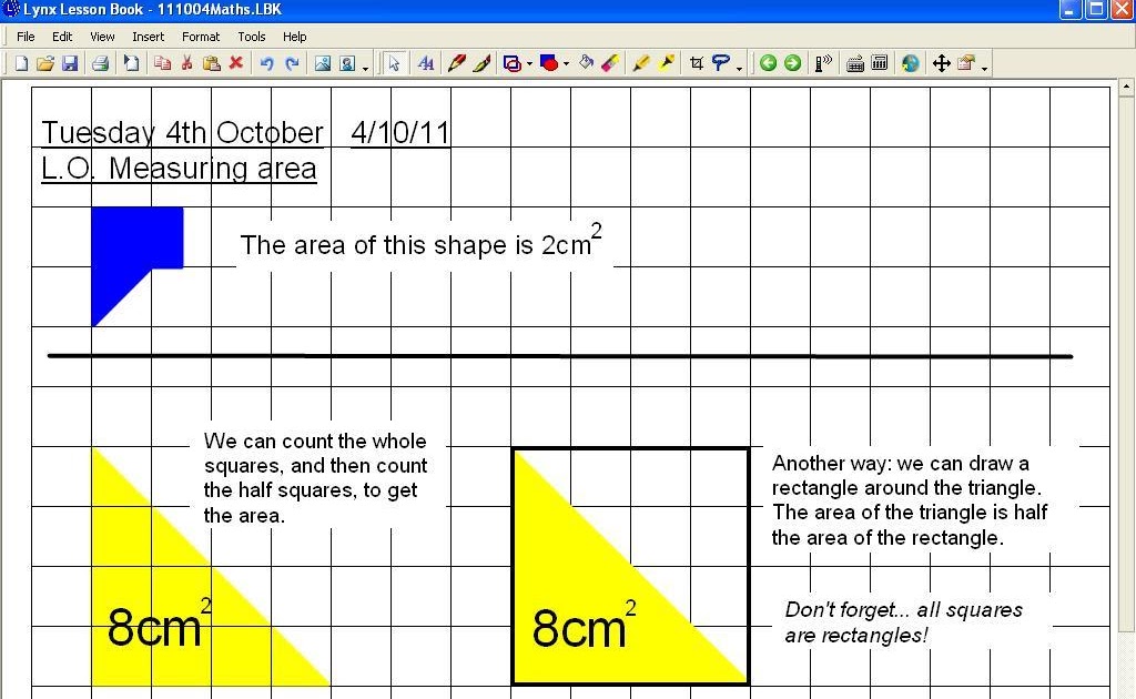 Mr Howe's Class Maths measuring area with half squares