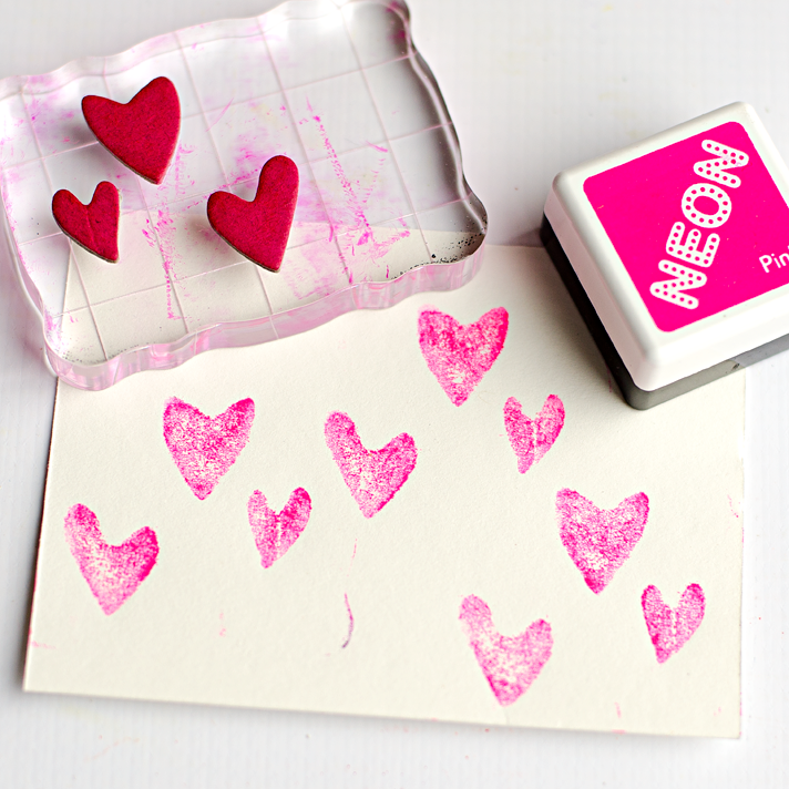 making Valentine heart shaped stamps using household items | mixed media tutorial
