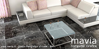 Pavimento marmo in mattonelle di colore nero - salotto moderno - 3d render