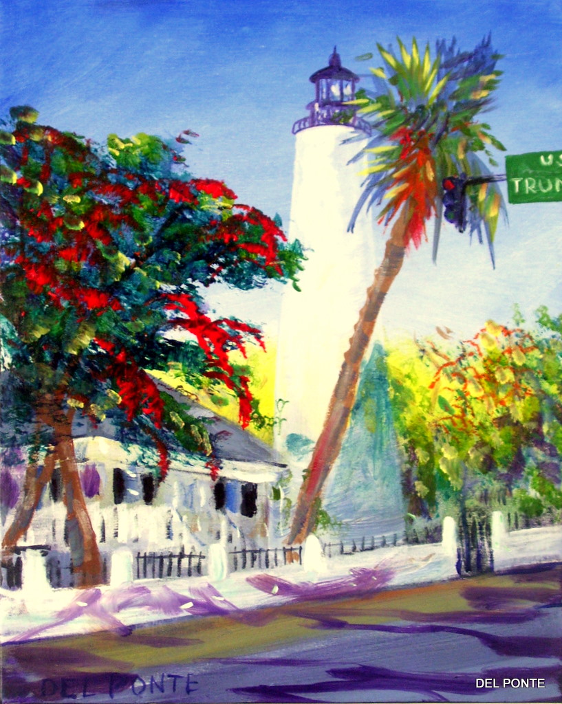 DEL PONTE Style Full Time Professional Artist Oil Painting Key West