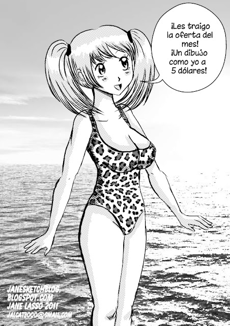 Dibujo de mujer en bikini
