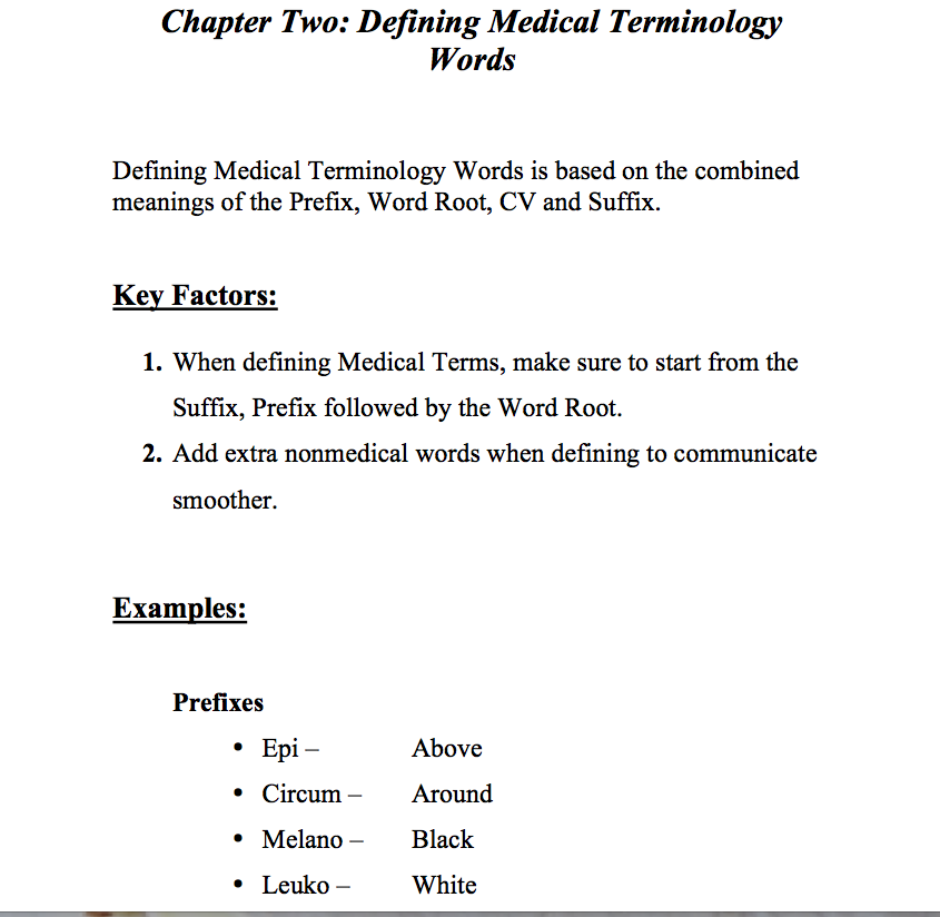 Easy Medical Terminology Finally Here Free Chapter 2 with Exercises