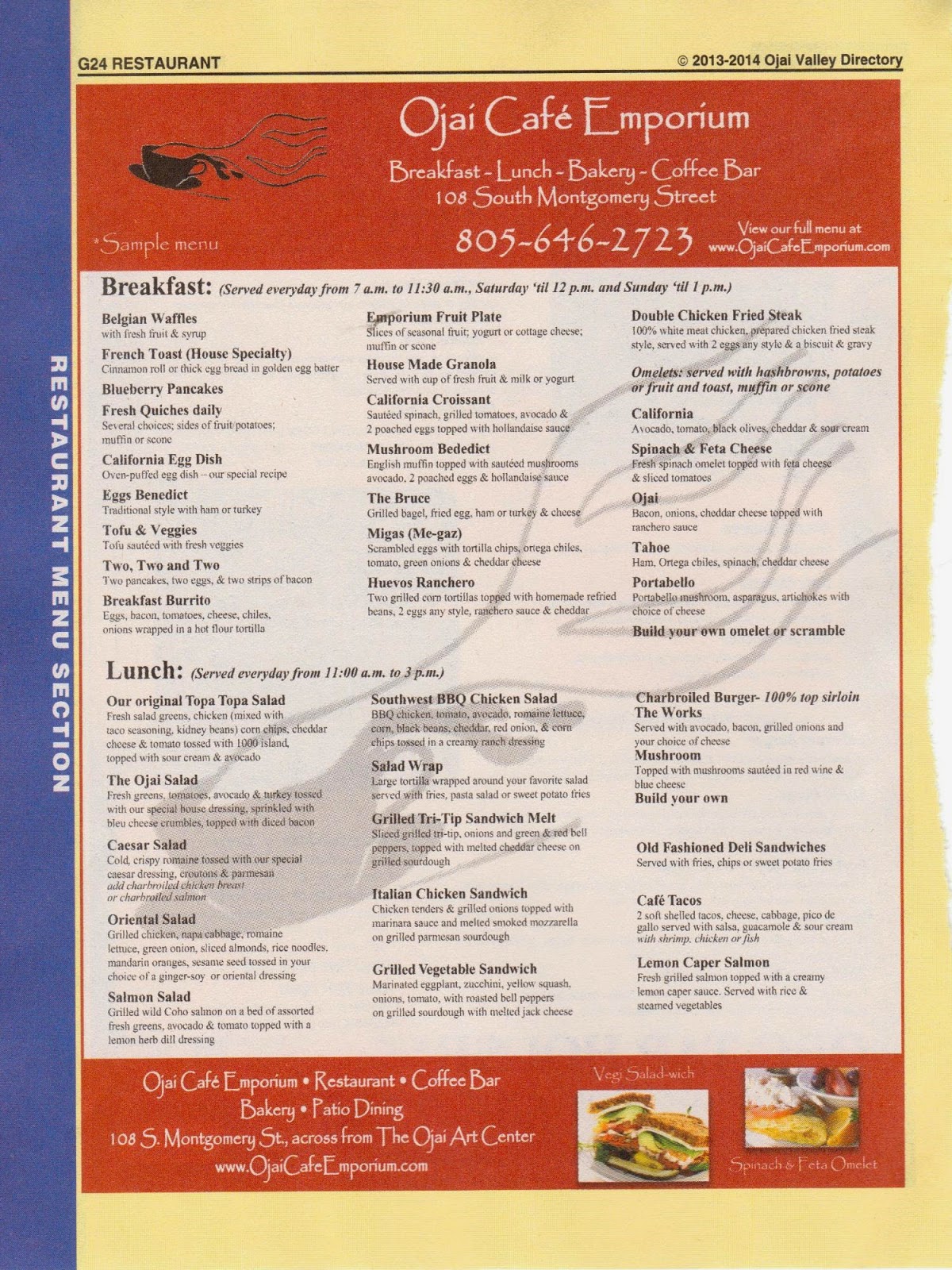 Ojai Cafe Emporium Lunch Menu Ojai Cafe Emporium Lunch Menu