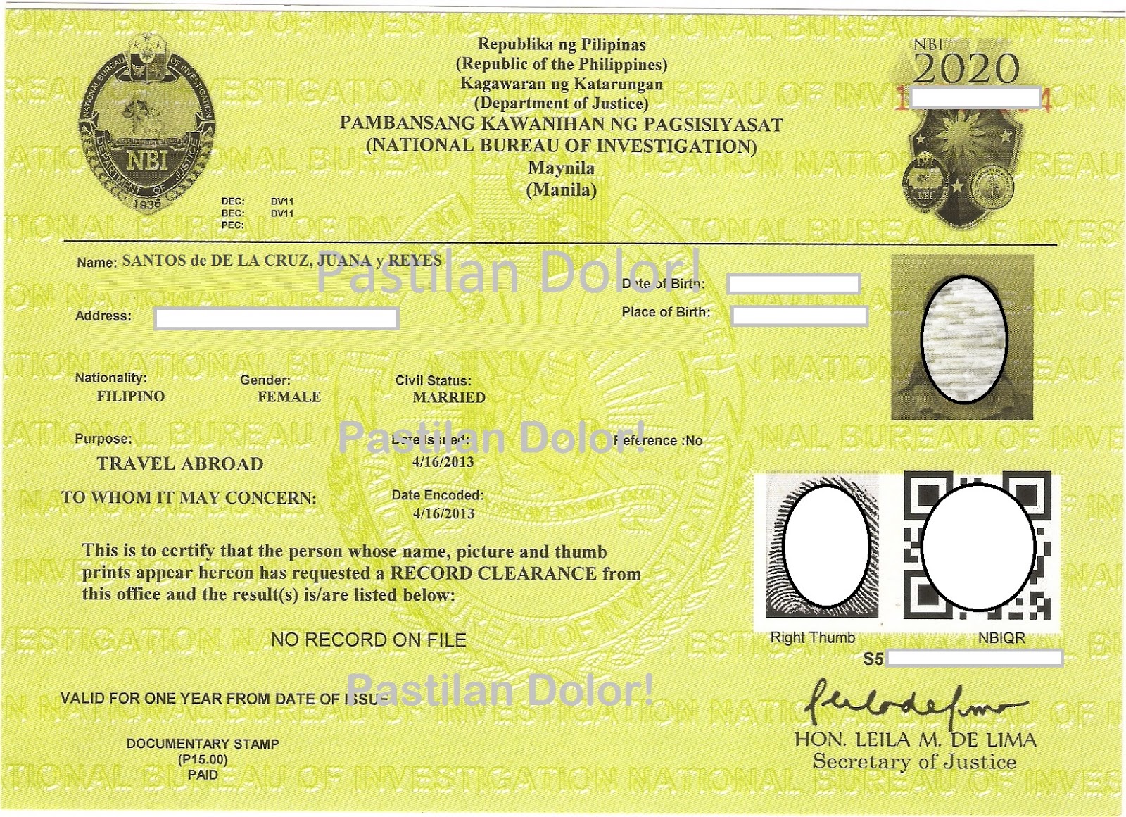 Pastilan Dolor Getting an NBI Clearance in Davao City a Certified