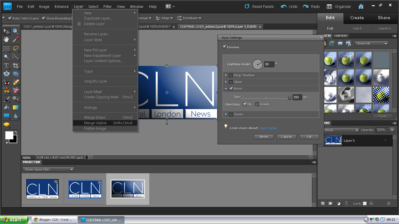 CLN: The process of designing the 'CLN' logo.