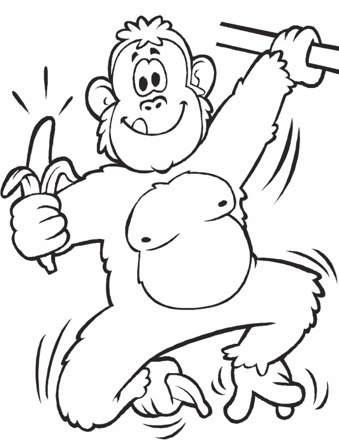 Belajar mewarnai gambar binatang monyet yang lucu untuk ...