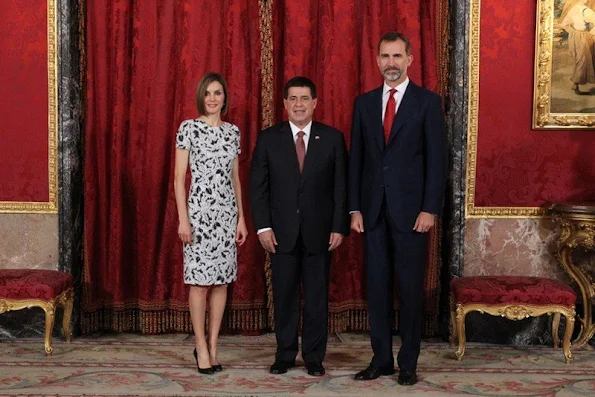 King Felipe VI of Spain and Queen Letizia of Spain receives President of Paraguay Horacio Manuel Cartes Jara 
