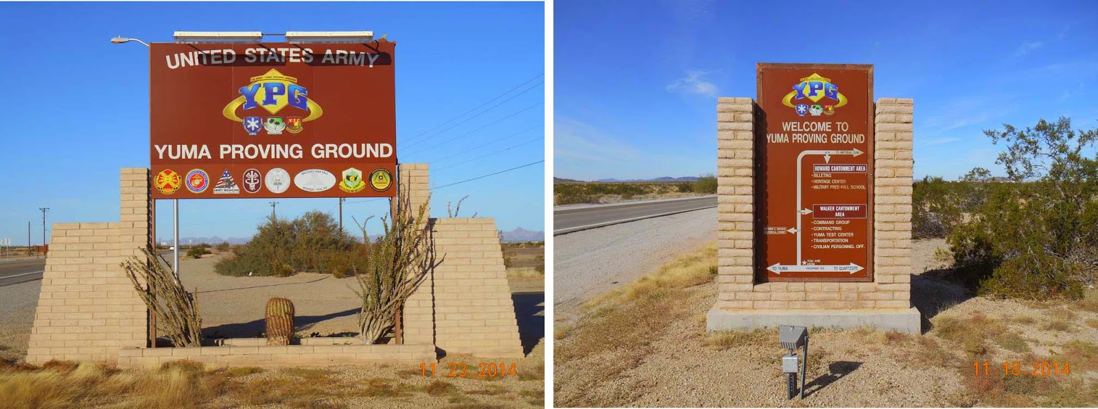Bob & Sharon'sTravel Adventures Yuma Proving Ground, AZ 11/24/14