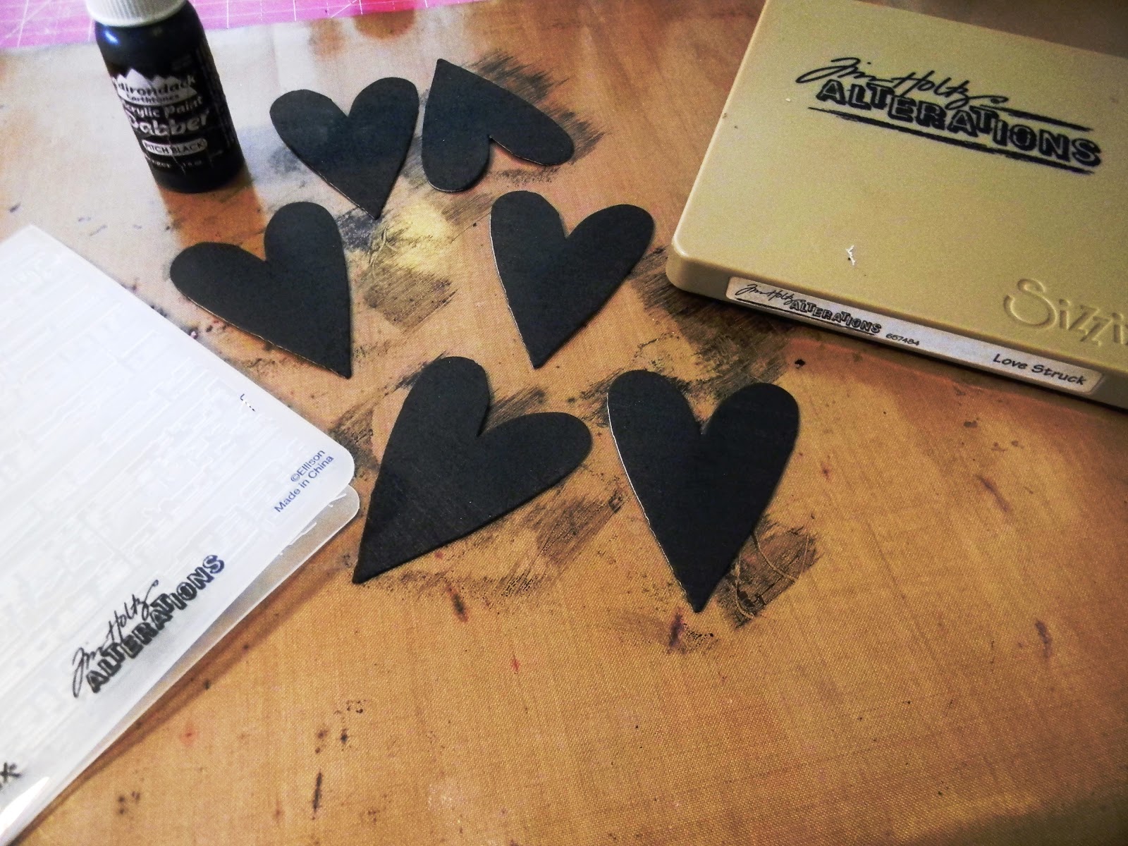 die cut hearts from Sizzix Love Struck die from Grunge Paper, and ...