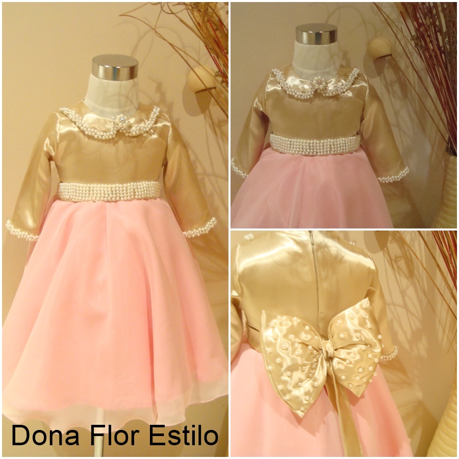 vestido princesa rosa e dourado