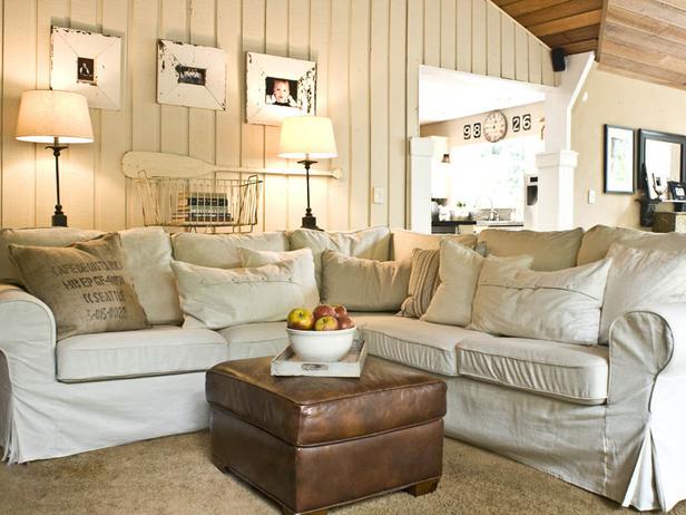 White Slipcovered Sectional