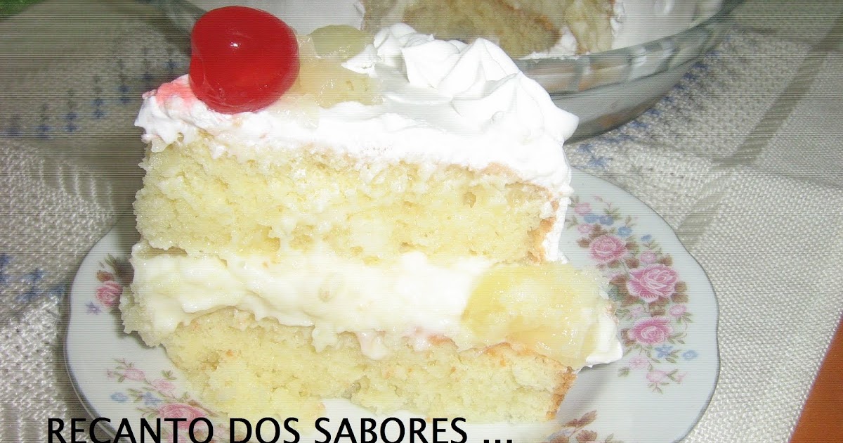 Recanto dos Sabores: Bolo de abacaxi com creme branco