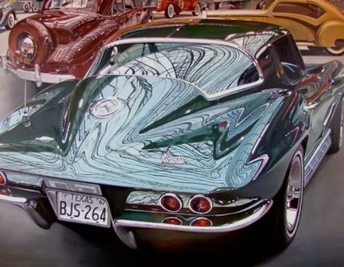 02-67-Sting-Ray-Cheryl-Kelley-Chrome-Muscle-Cars-Hyper-realistic-Paintings-www-designstack-co