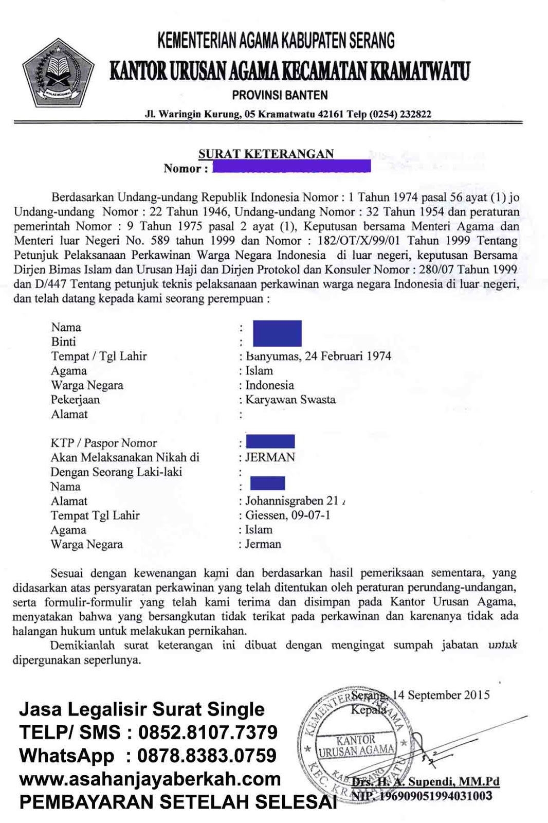 Surat Keterangan Belum Menikah Poltekim LEGALISIR SURAT KETERANGAN BELUM MENIKAH DI KEMENAG ~ LEGALISIR DI KEMENAG
