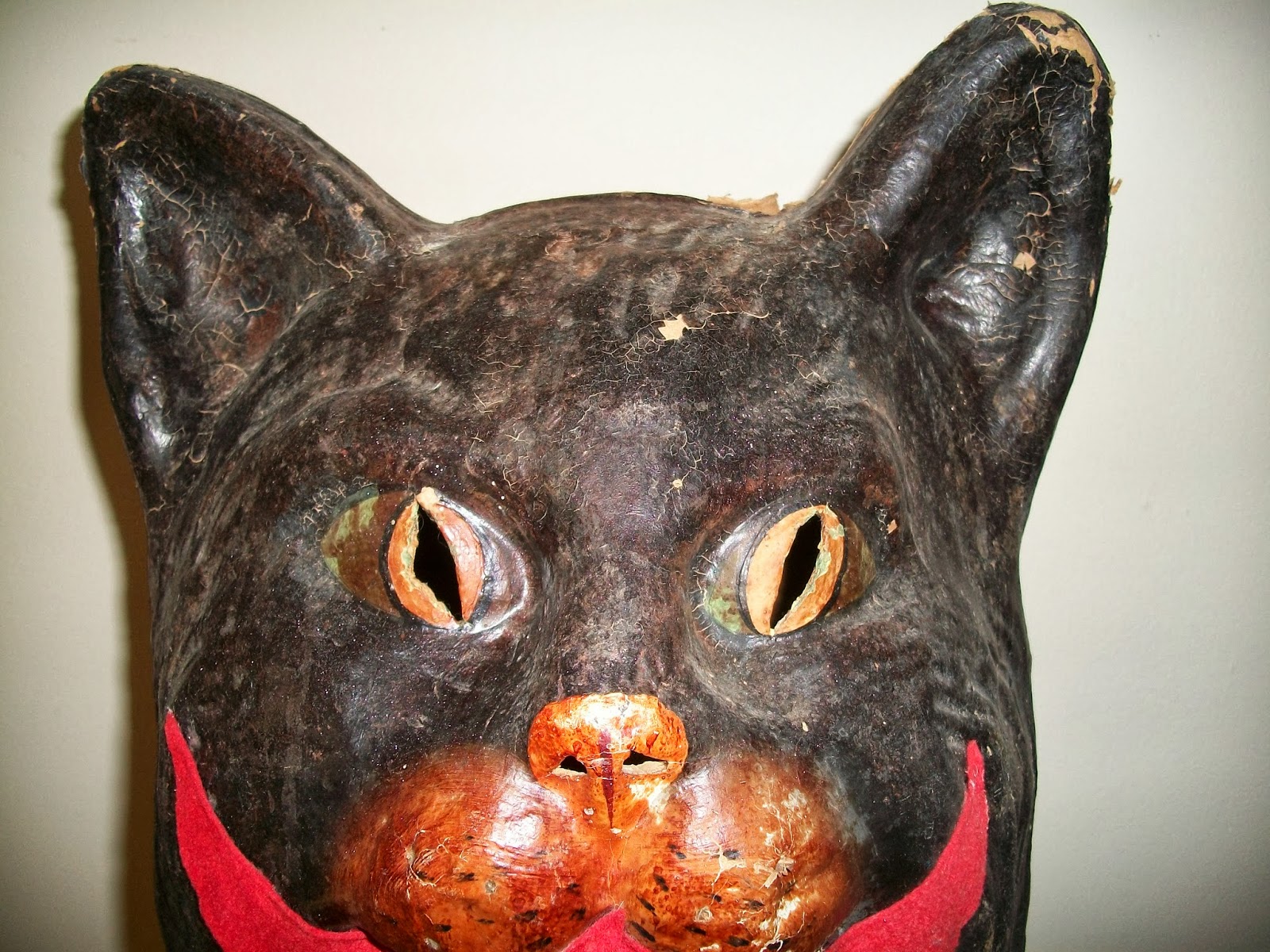 Dull Tool Dim Bulb Folk Art Handmade Cheshire Cat Mask with a Red Felt