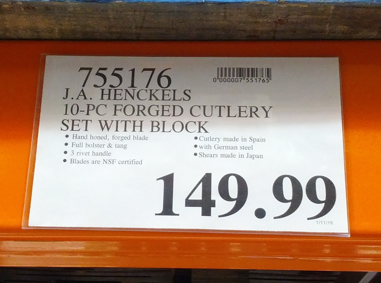 J.A. Henckels 10 piece Cutlery Block Set of Knives Costco