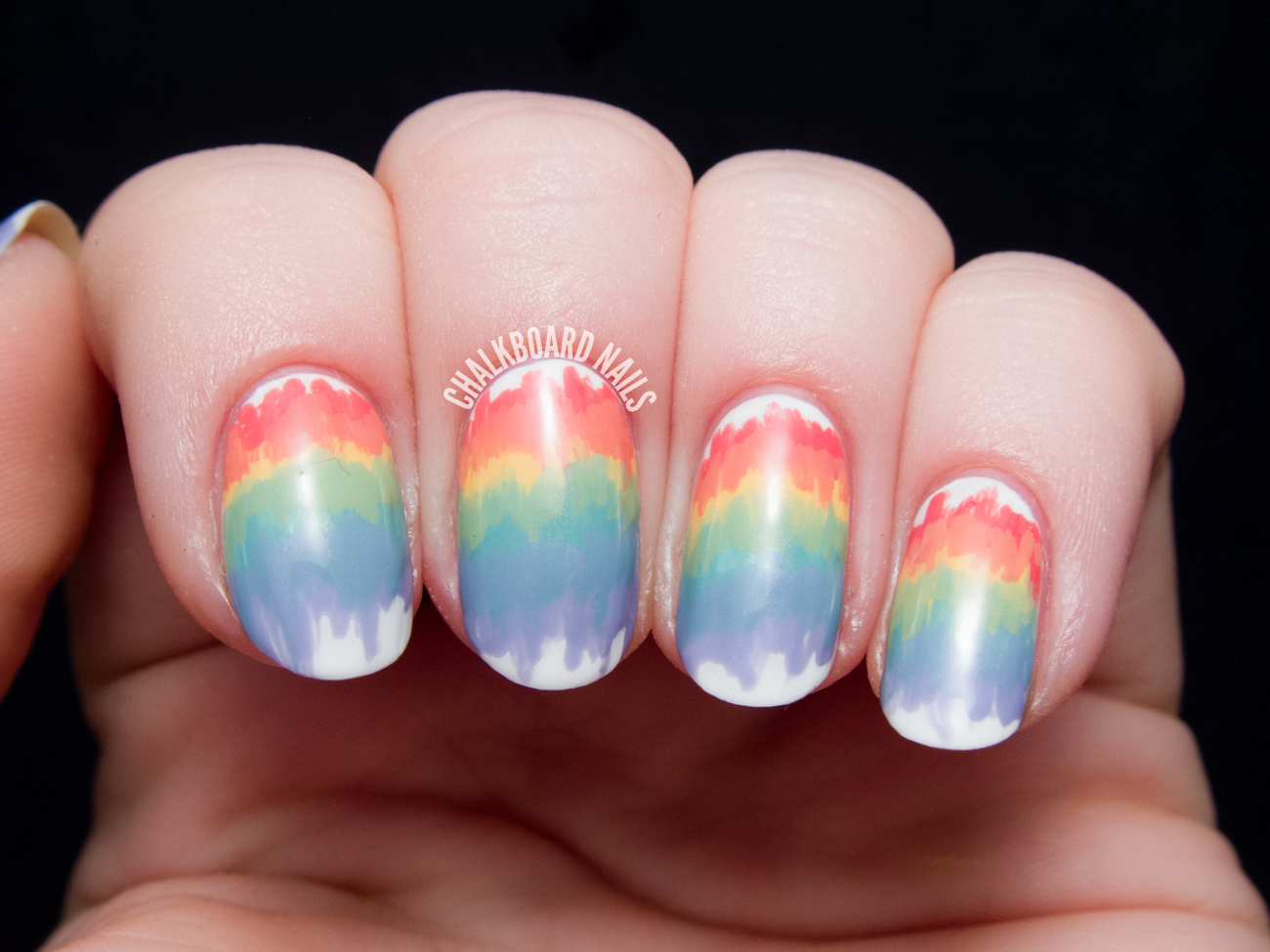 7. Rainbow Tie-Dye Nail Art with Sponge - wide 1