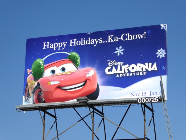 Happy Holidays Lightning McQueen Cars Disneyland billboard Holidays Lightning McQueen Cars Disneyland billboard