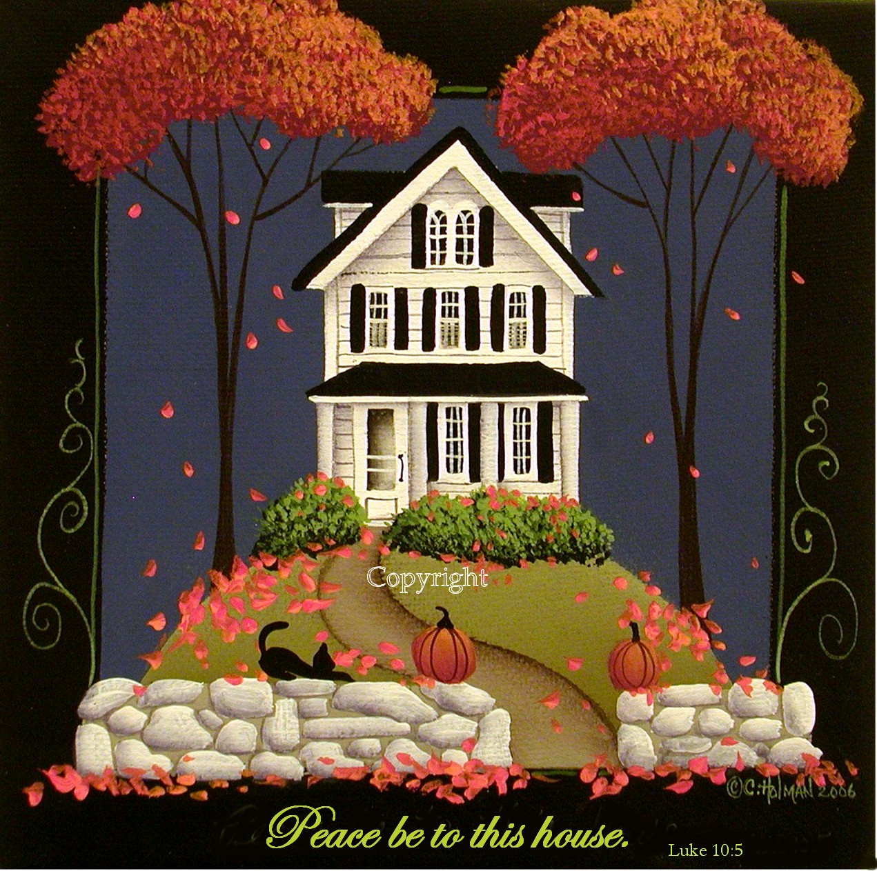 Catherine Holman Folk Art Painting House Details On Folk Art Scene