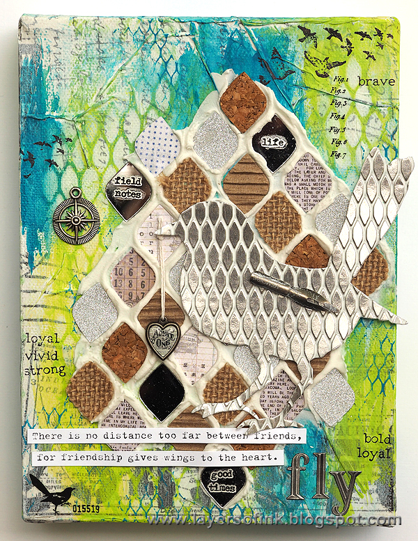 Layers of ink - Mesh Bird Canvas Tutorial by Anna-Karin