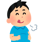 満腹な人のイラスト（男性）