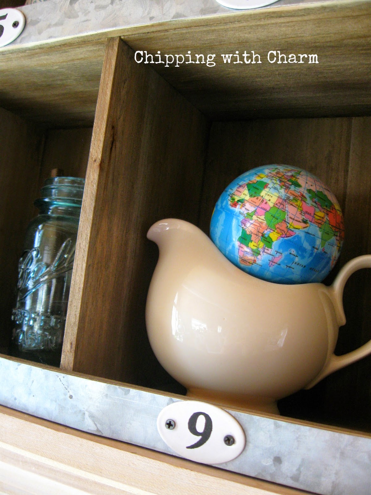 Chipping with Charm:  Spring Mantel, Globe Balls...www.chippingwithcharm.blogspot.com