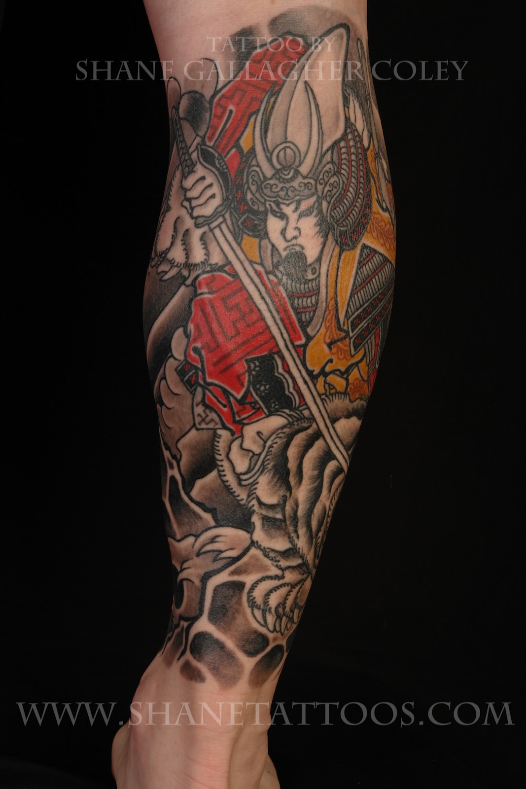 SHANE TATTOOS Samurai Fight Tiger