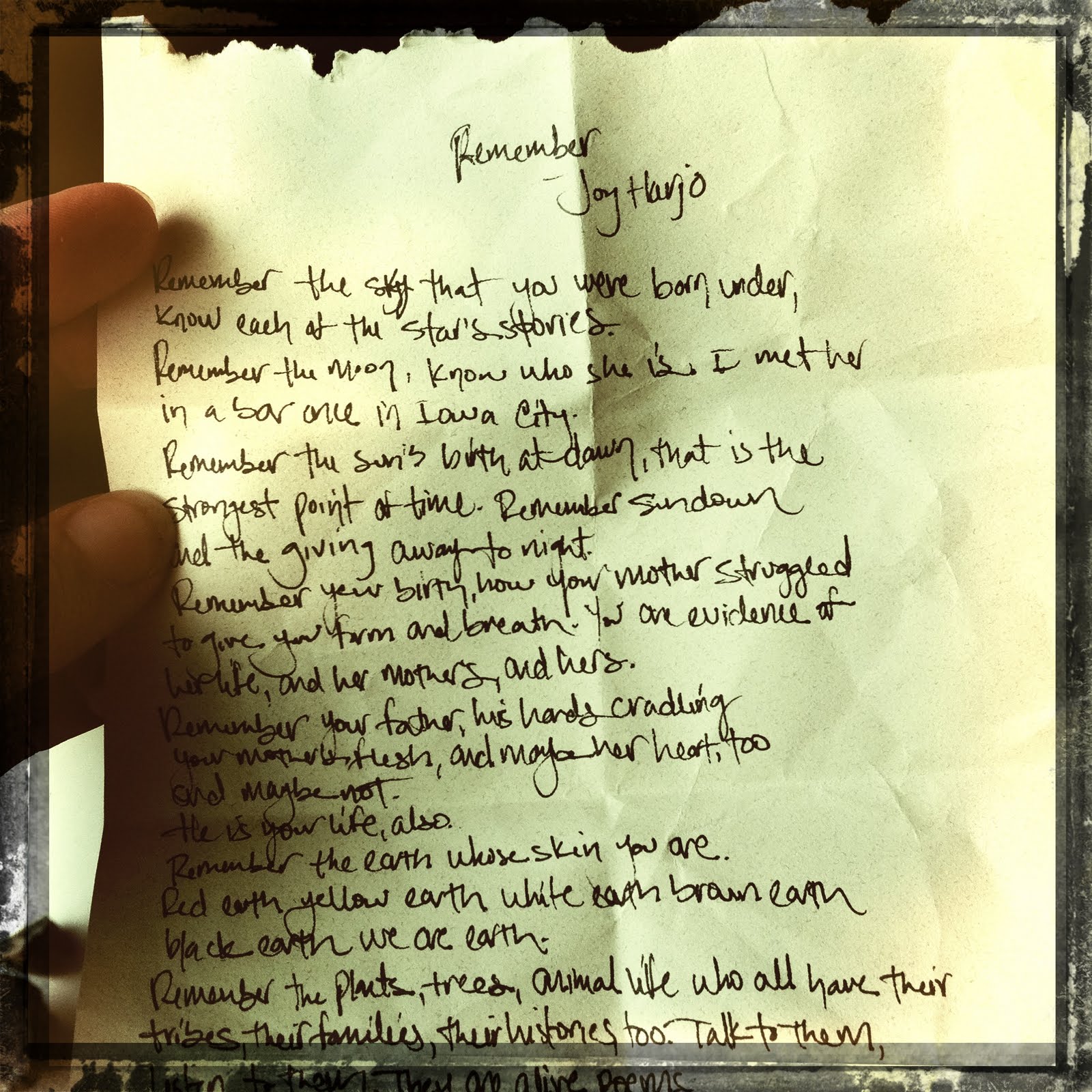 Remember By Joy Harjo Analysis