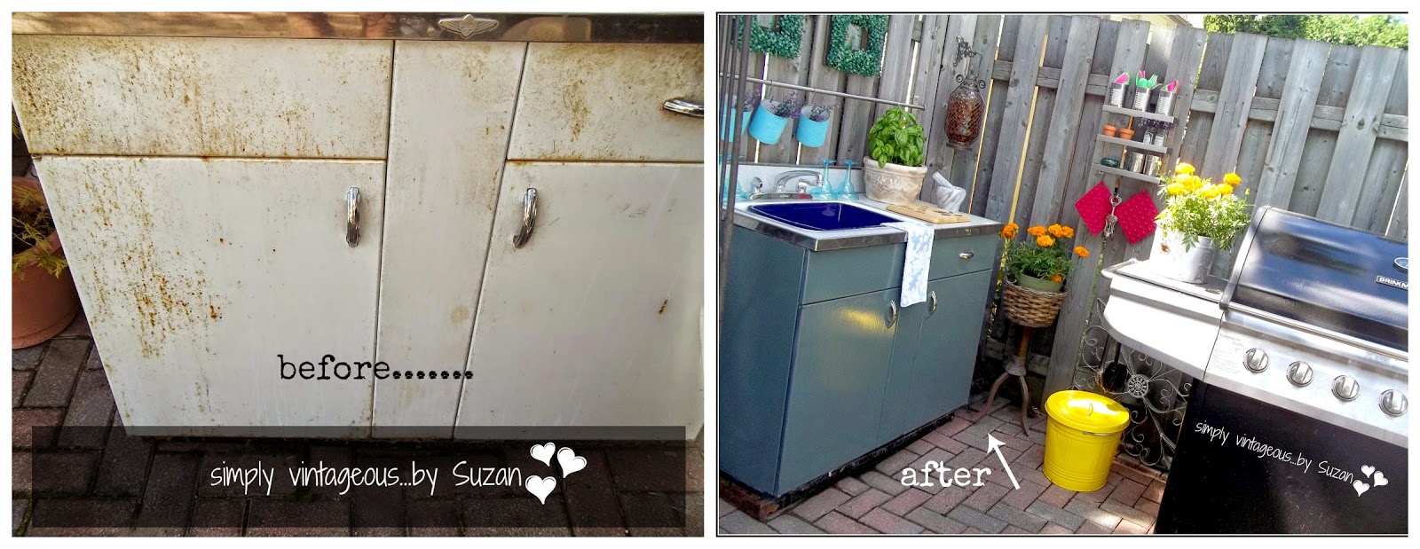 Restored steel cabinet for outdoor use