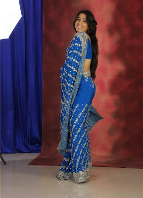 Tollywood Actress Charmi Blue Saree Photos