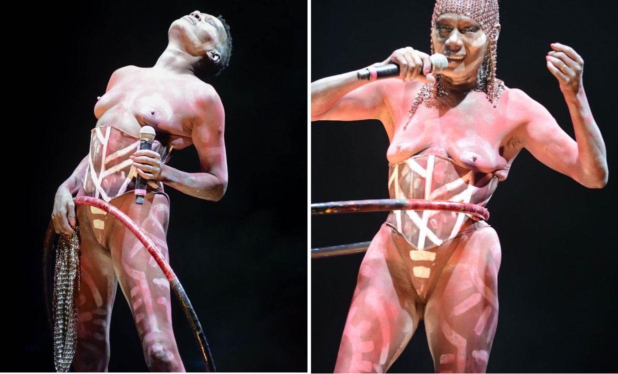 See madness!!!!, 67-YR-OLD grace jones performs naked.