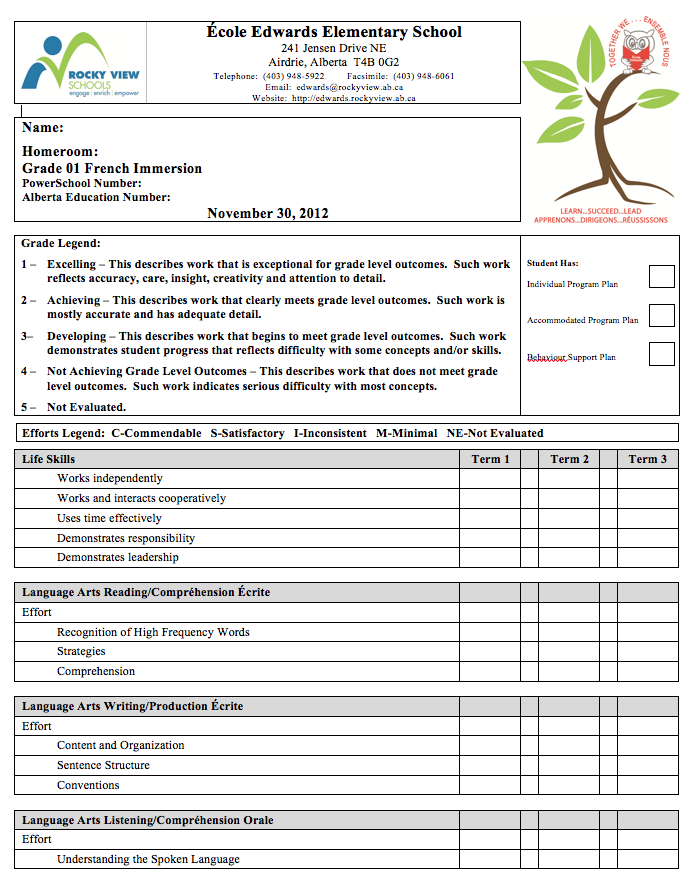 student report template word