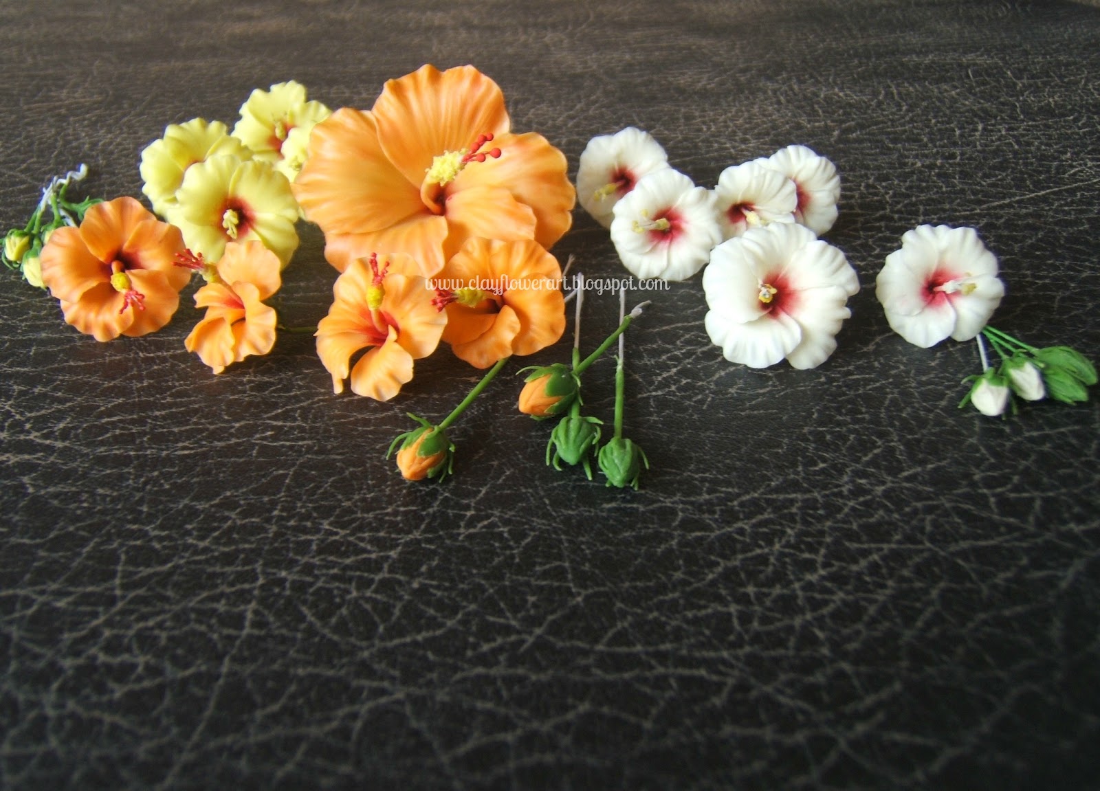 Hibiscus Miniature Clay Flower Art