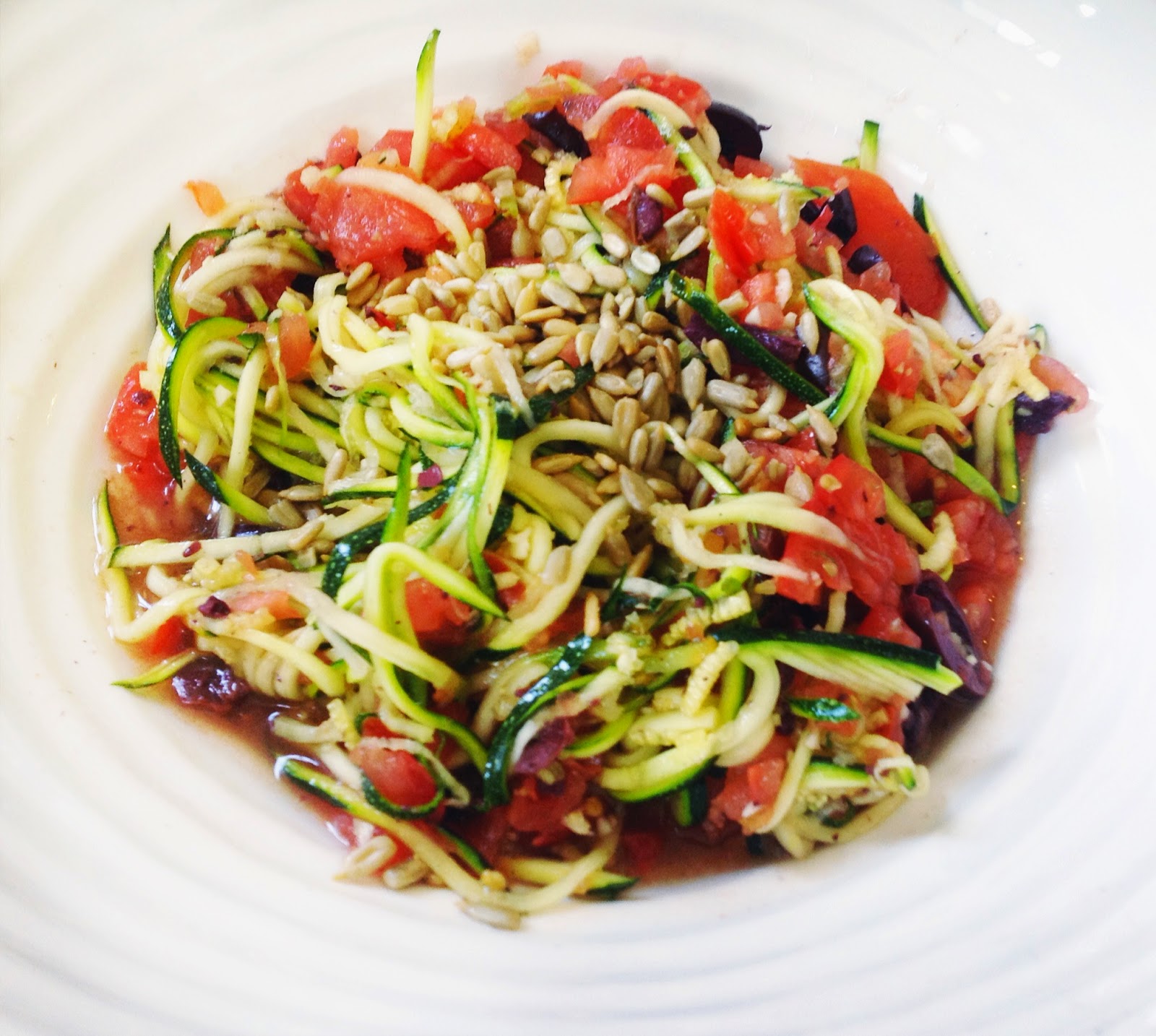 Sarah's Plantry Raid Raw Vegan Zucchini Pasta with Crushed Spanish