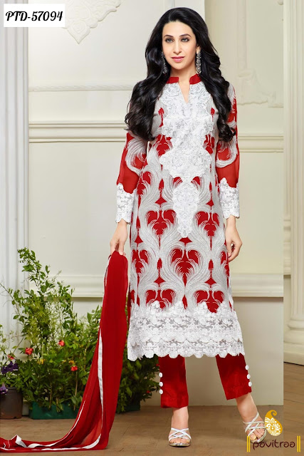 Bollywood Adtress Karishma Kapoor Red Georgette Party Wear Straight Salwar Suit