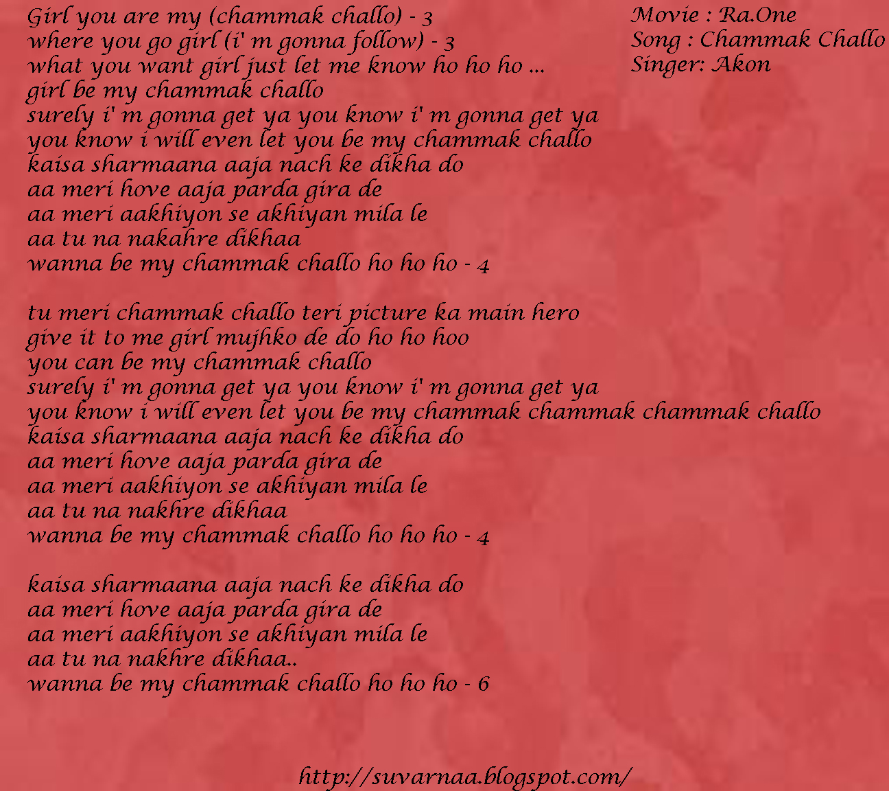 Chammak challo punjabi song lyrics Chammak challo punjabi song lyrics