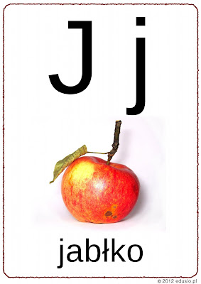 litera j do wydrukowania - jabłko