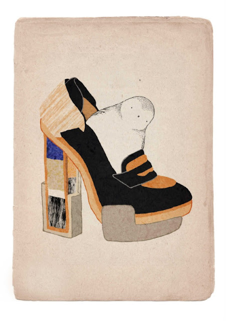 Кейт Уилсон, птица в туфле, модная иллюстрация, акварельная иллюстрация