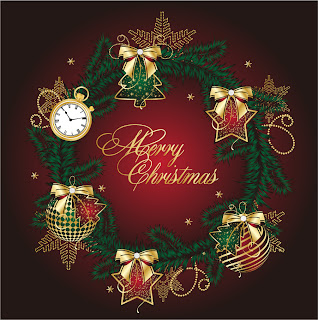 クリスマスのヒイラギの花輪 golden christmas theme vector イラスト素材