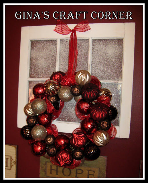 Make a Christmas Ball Wreath w/ a Coat Hanger-Gina's Craft Corner